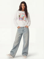 Women White Printed Sweatshirt