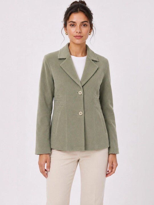 Women Notched Lapel Single-Breasted Blazers