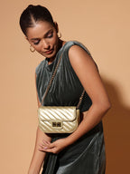 Leather Quilted Structured Sling Bag
