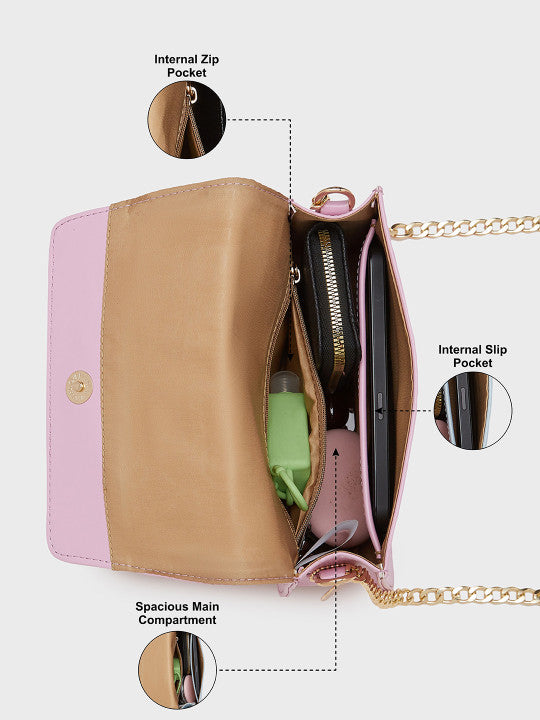 Lilac Solid Small Structured Shoulder Bag