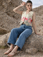 Floral Printed Sleeveless Waistcoat