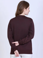 Women Floral Printed Ribbed Pullover Sweatshirt