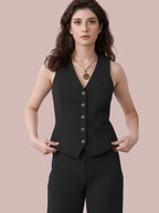Sleeveless V-Neck Slim-Fit Waistcoat
