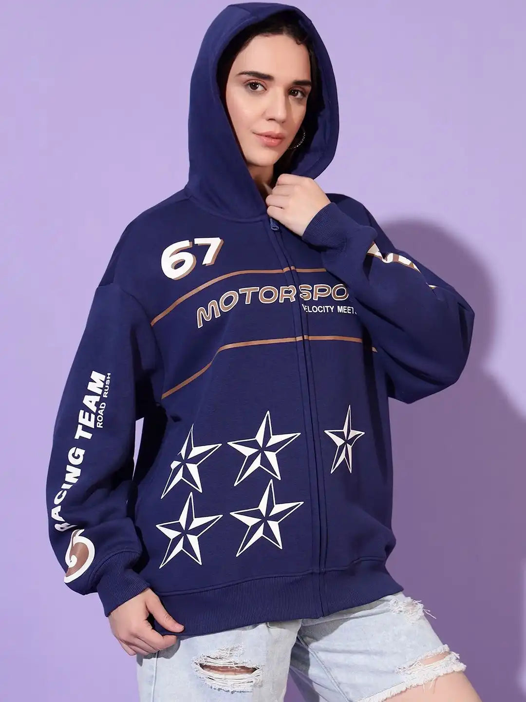 Women Printed Hooded Sweatshirt