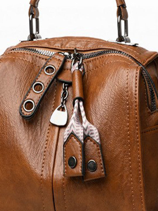 Solid Detachable Strap Zip Detail Structured Handheld Bag