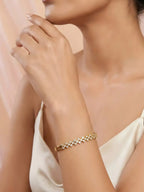 14K Gold-Plated Cubic Zirconia Cluster Anti-Tarnish Bracelet