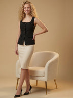 Scoop Neck Satin Casual Waistcoat