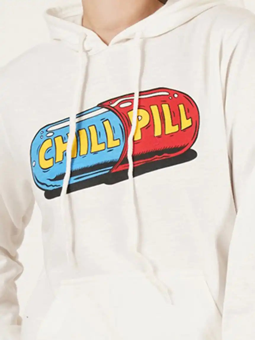 Women Typography Printed Hooded Pullover Sweatshirt
