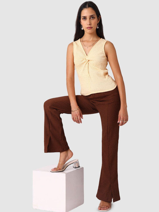 Women Textured Flared Trousers
