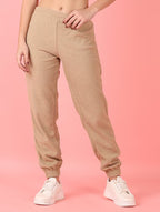 Women Beige Solid Jogger