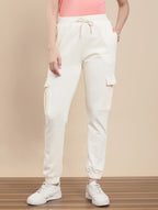 Women Solid Mid Rise Cargo Jogger