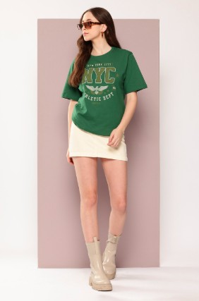 Women Oversized Short Sleeve Printed Tshirt