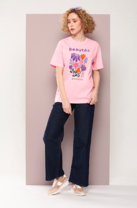 Graphic Printed Oversized Embossed Pure Cotton T-shirt