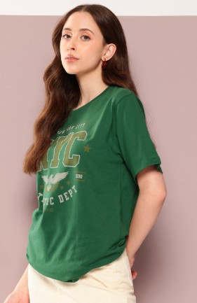 Women Oversized Short Sleeve Printed Tshirt